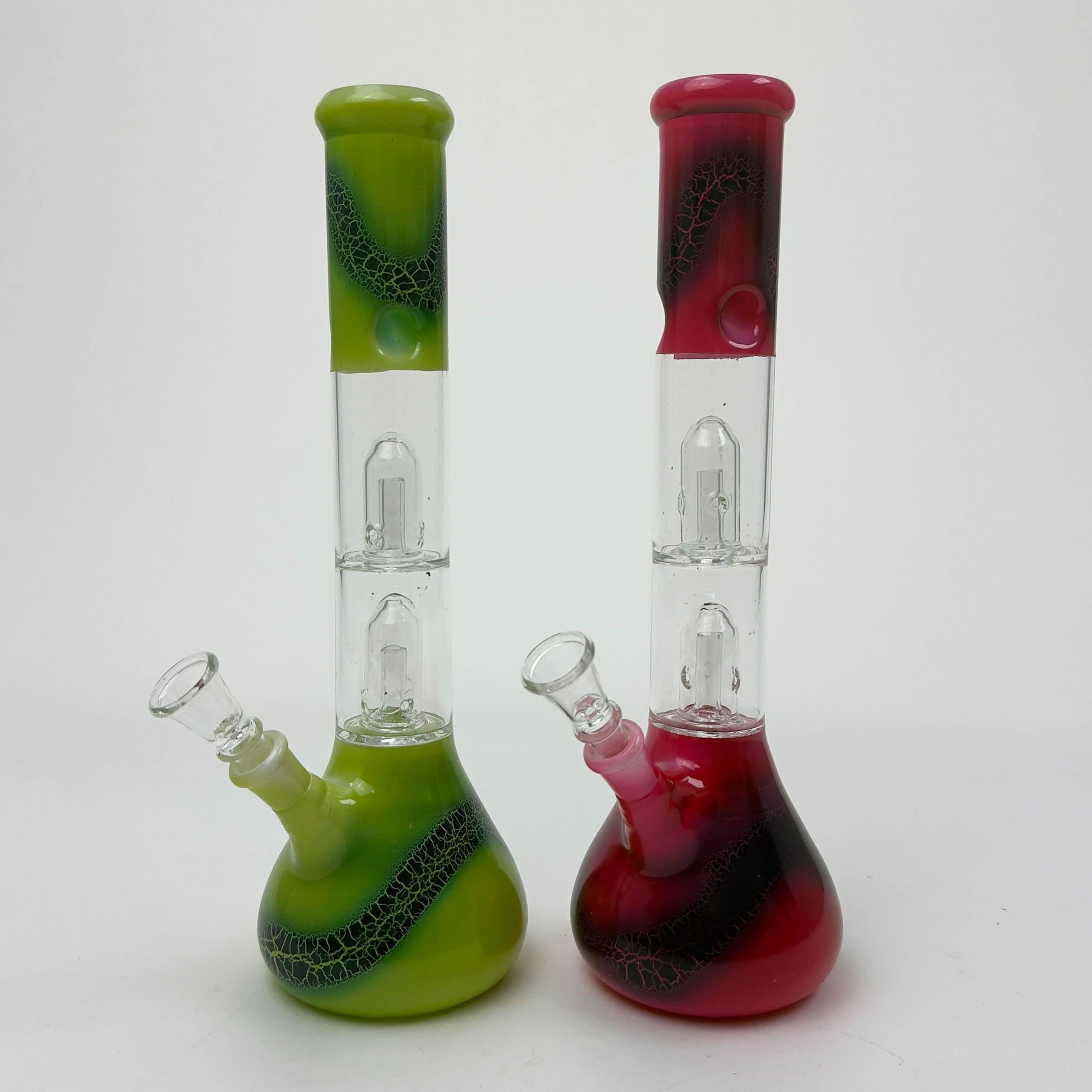 12" Dual Percolator Glass Bong – Assorted Colors Main image