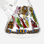 14" 7mm Glass Bong With Abstract Art Design