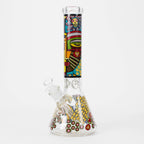 14" 7mm Glass Bong With Abstract Art Design