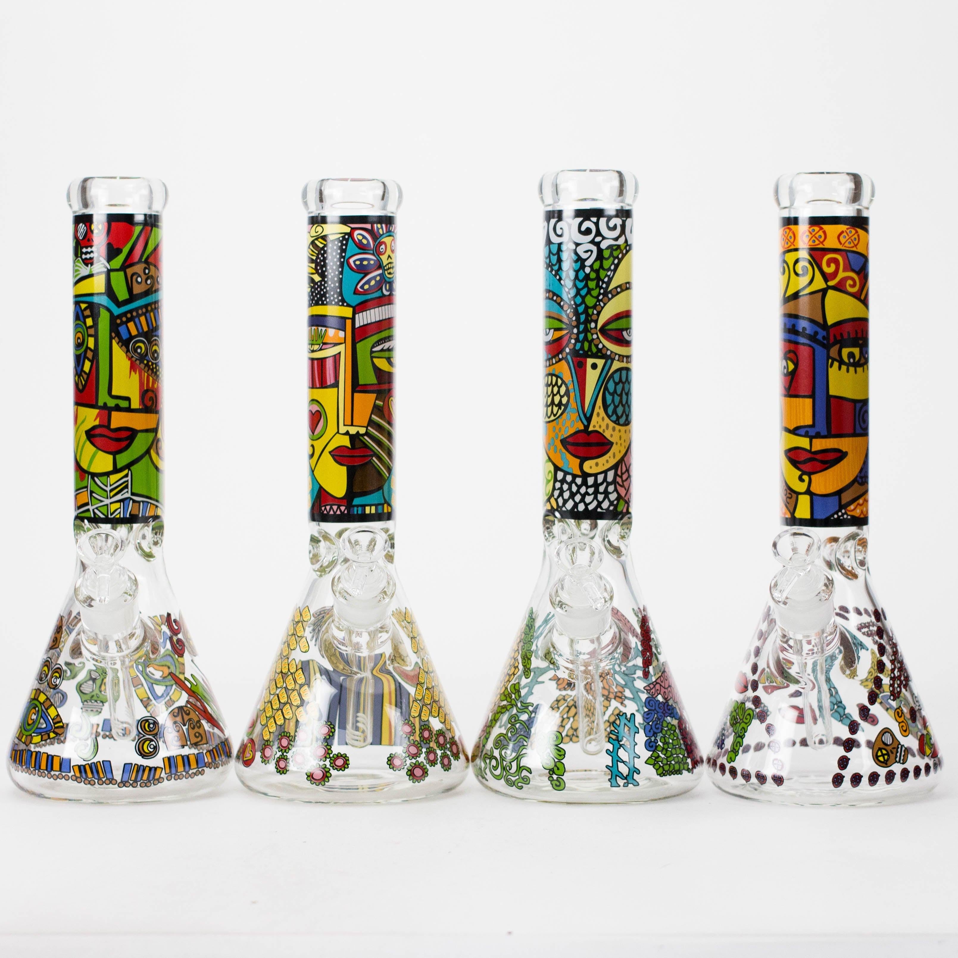 14" 7mm Glass Bong With Abstract Art Design Main image