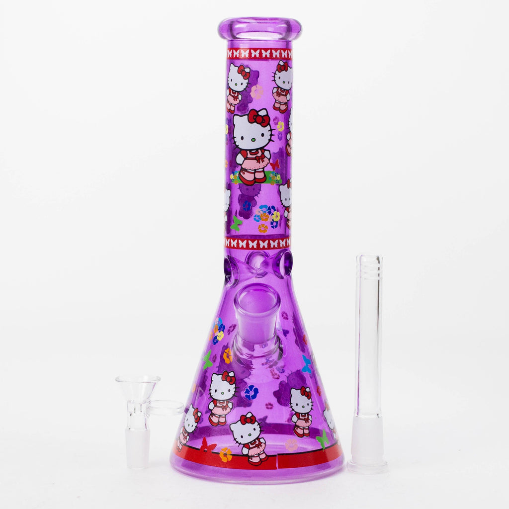 10" Glass Beaker Bong With New Kitty Design