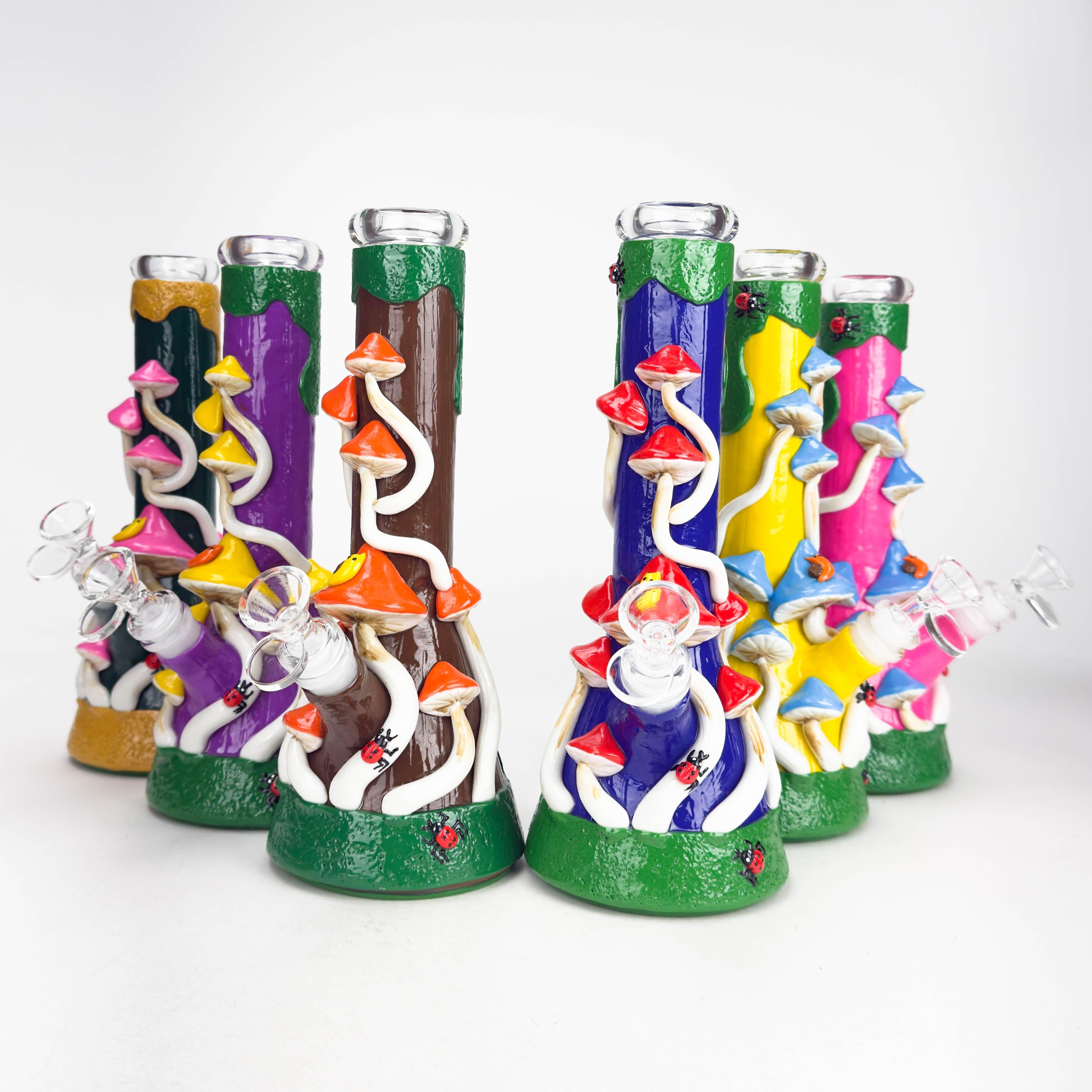 10" 3D Mushroom Design Glass Beaker Bong Main image