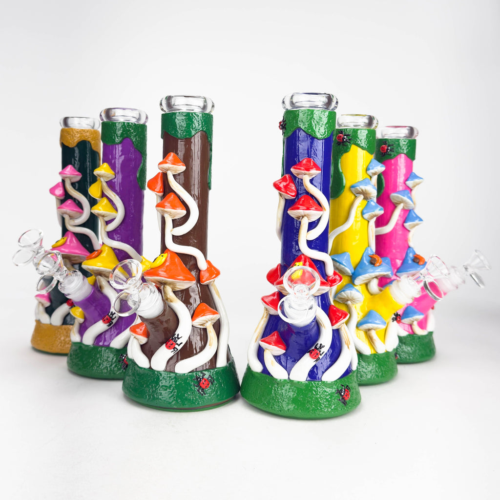 10" 3D Mushroom Design Glass Beaker Bong