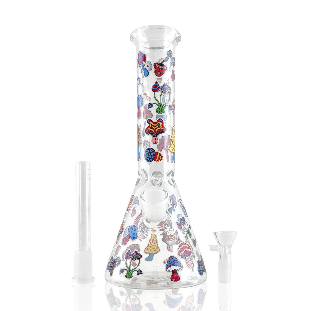 10" Psychedelic Shroomscape Beaker Bong – 4mm Thick Glass