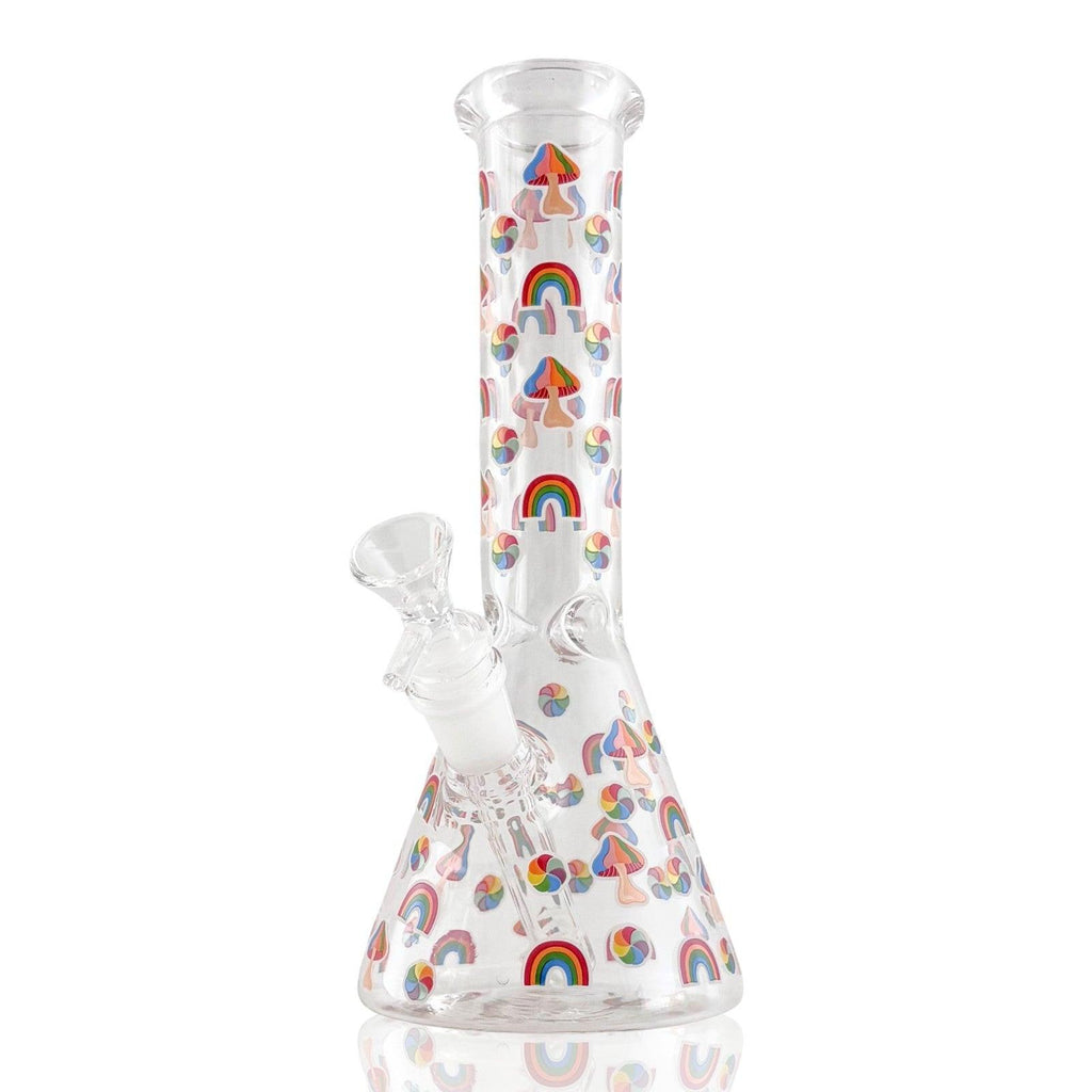 10" Psychedelic Shroomscape Beaker Bong – 4mm Thick Glass