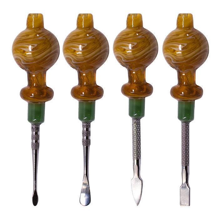 Assorted Design Yellow Multi-Purpose Dabbing Stick and Carb Cap with Scooper - Set-4 Main image