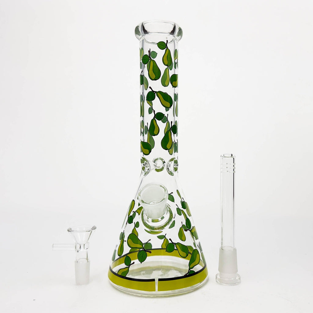 10" Glass Beaker Bong with Apple Design [FT08]