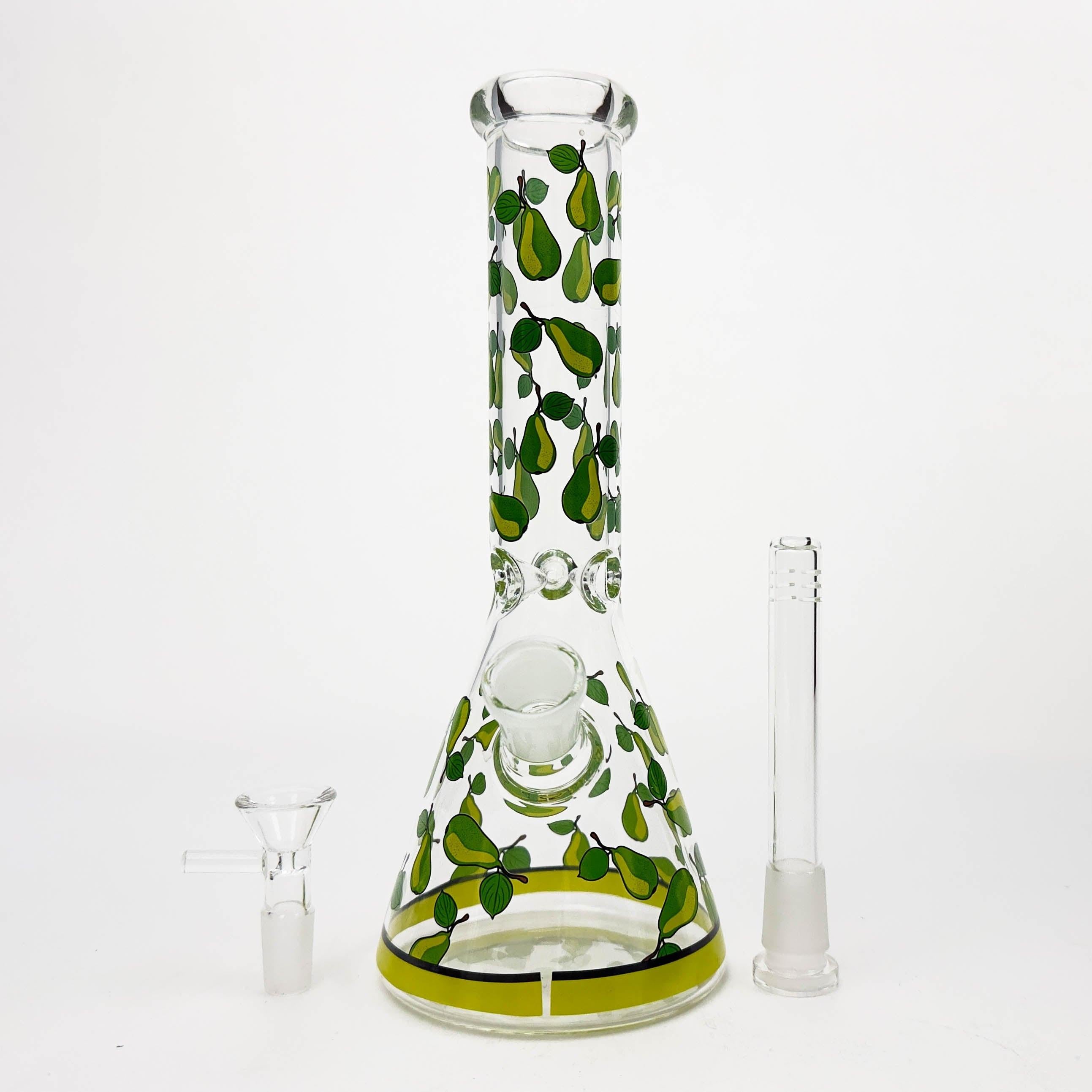10" Glass Beaker Bong with Apple Design [FT08]