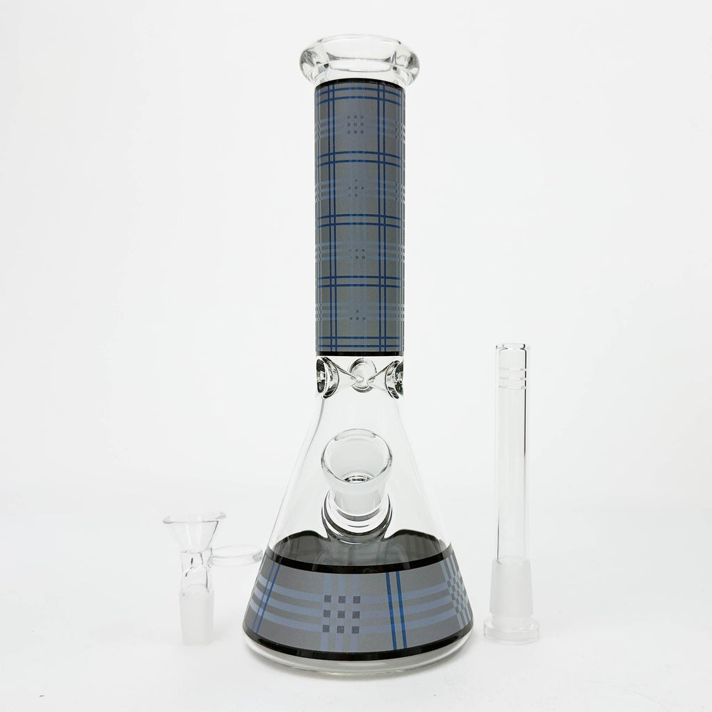 10" Glass Beaker Bong with Rectangle Print Design – [FT510]