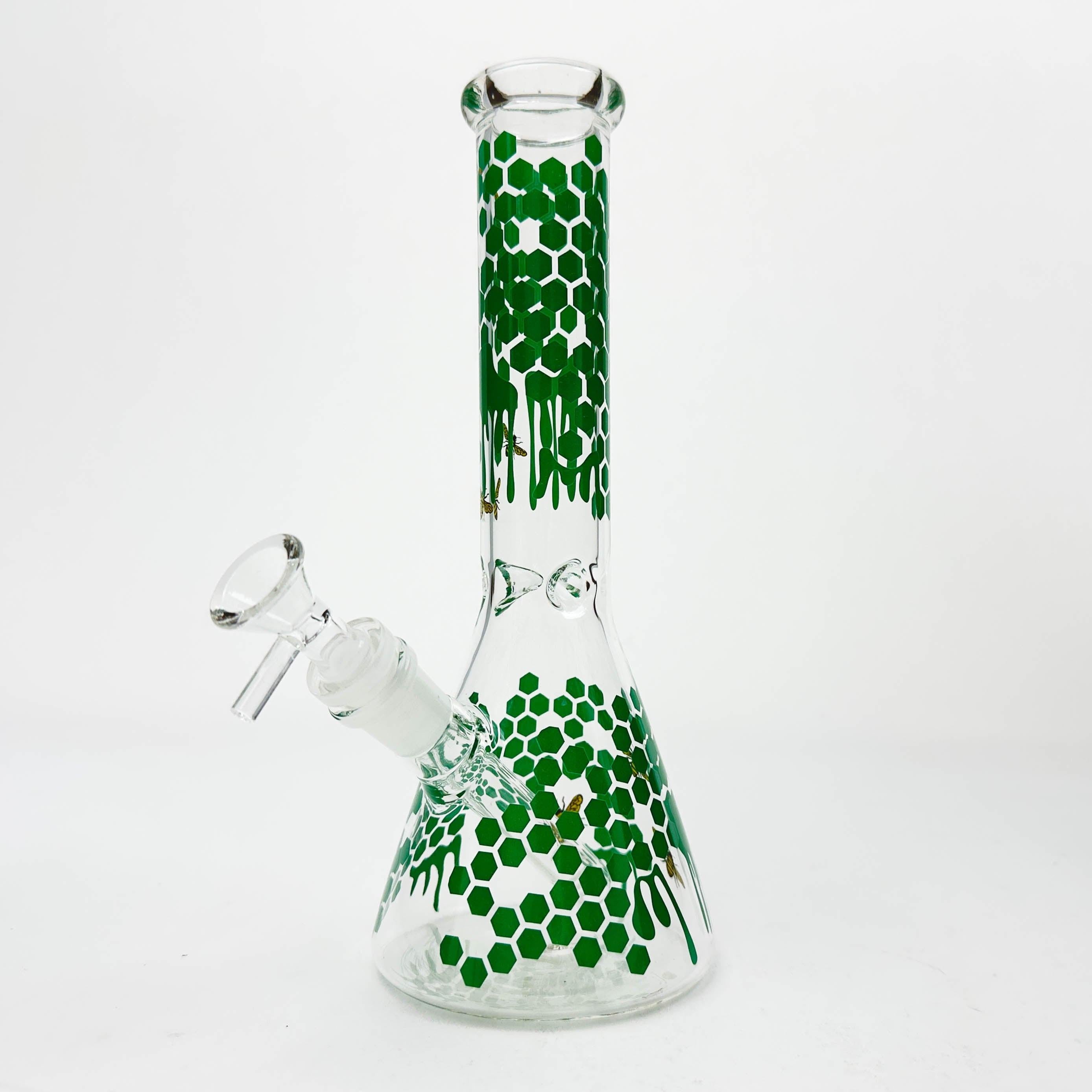 10" Glass Beaker Bong with Honeybee Design [FT07]