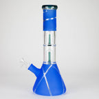 14" 7mm 420 Double Perc Fancy Glass Water Bong [FT1157AST]
