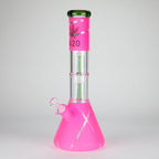14" 7mm 420 Double Perc Fancy Glass Water Bong [FT1157AST]