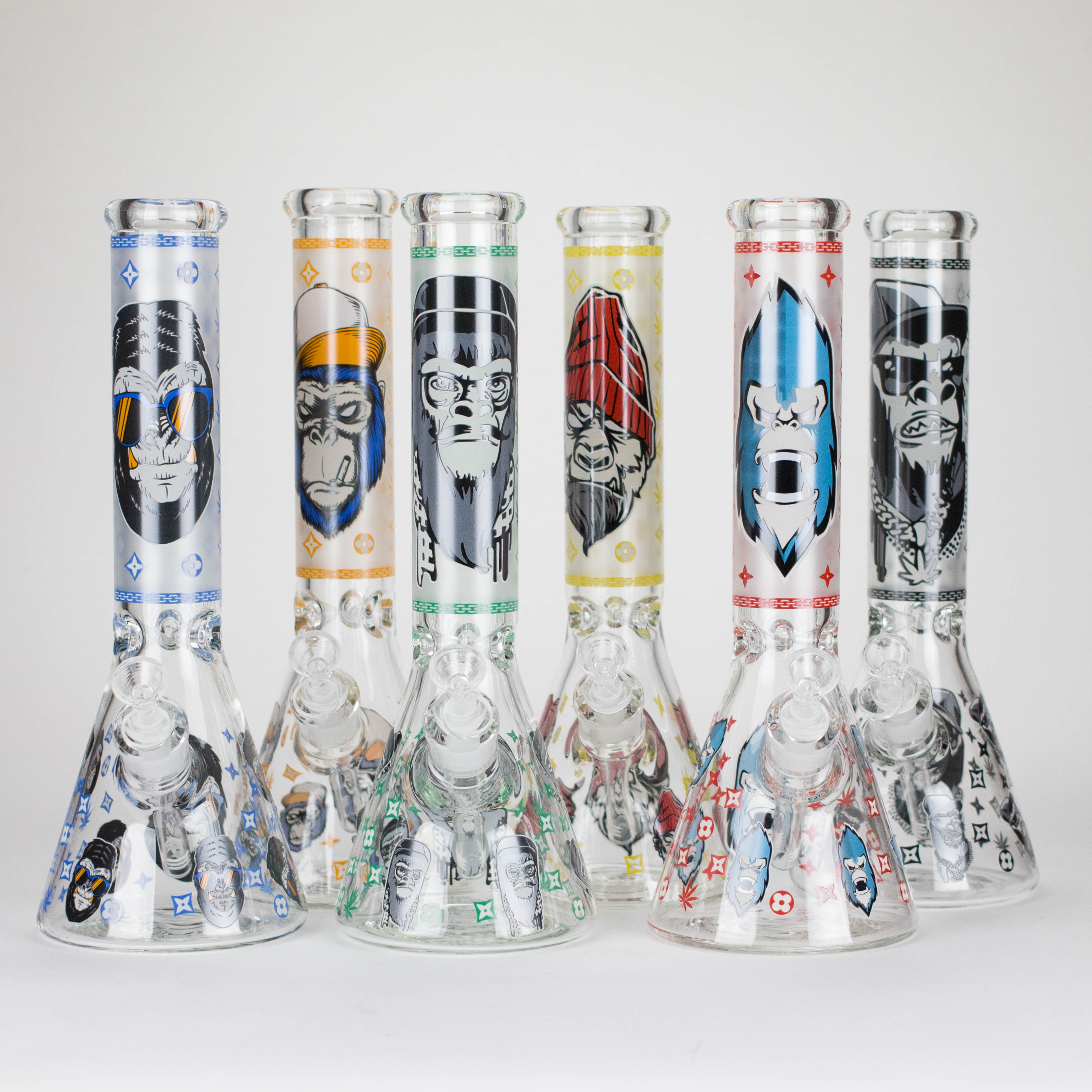 14" 7mm Gorilla Designs Glow In The Dark Beaker Bong – In the Box [FT1892ATS] Main image