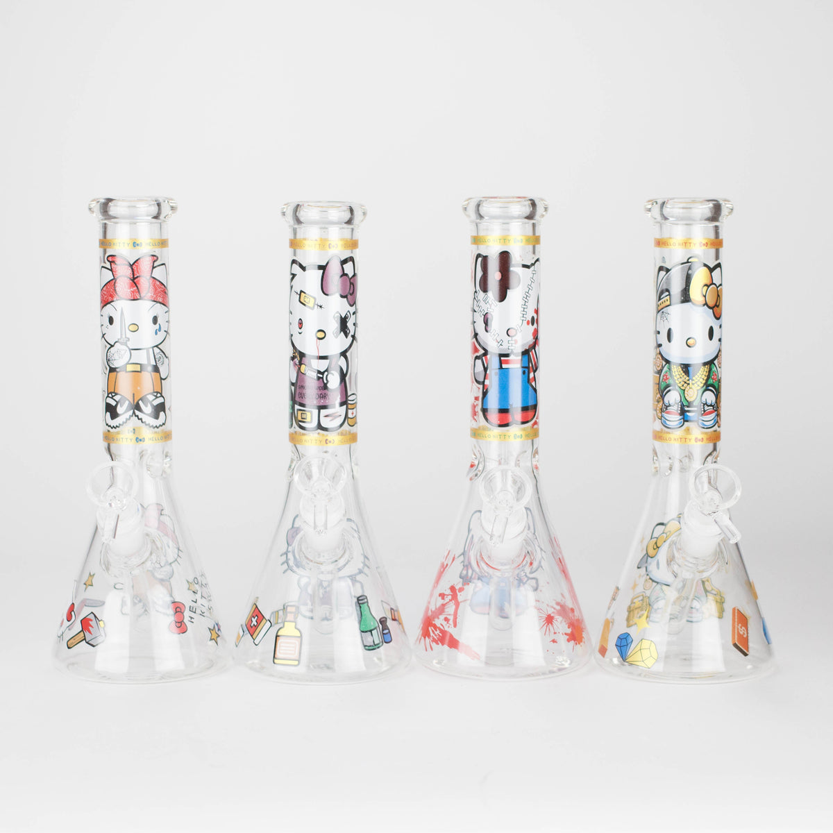 10" Wild Kitty Design Glass Beaker Bong Main image