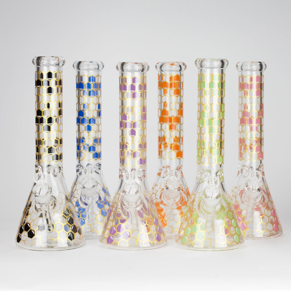14" Beehive Design 7mm Thick Heavy Duty Glass Beaker Bong Main image