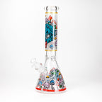 14" Mushroom Skull Design 7mm Thick Heavy Duty Glass Beaker Bong - Glow in the Dark