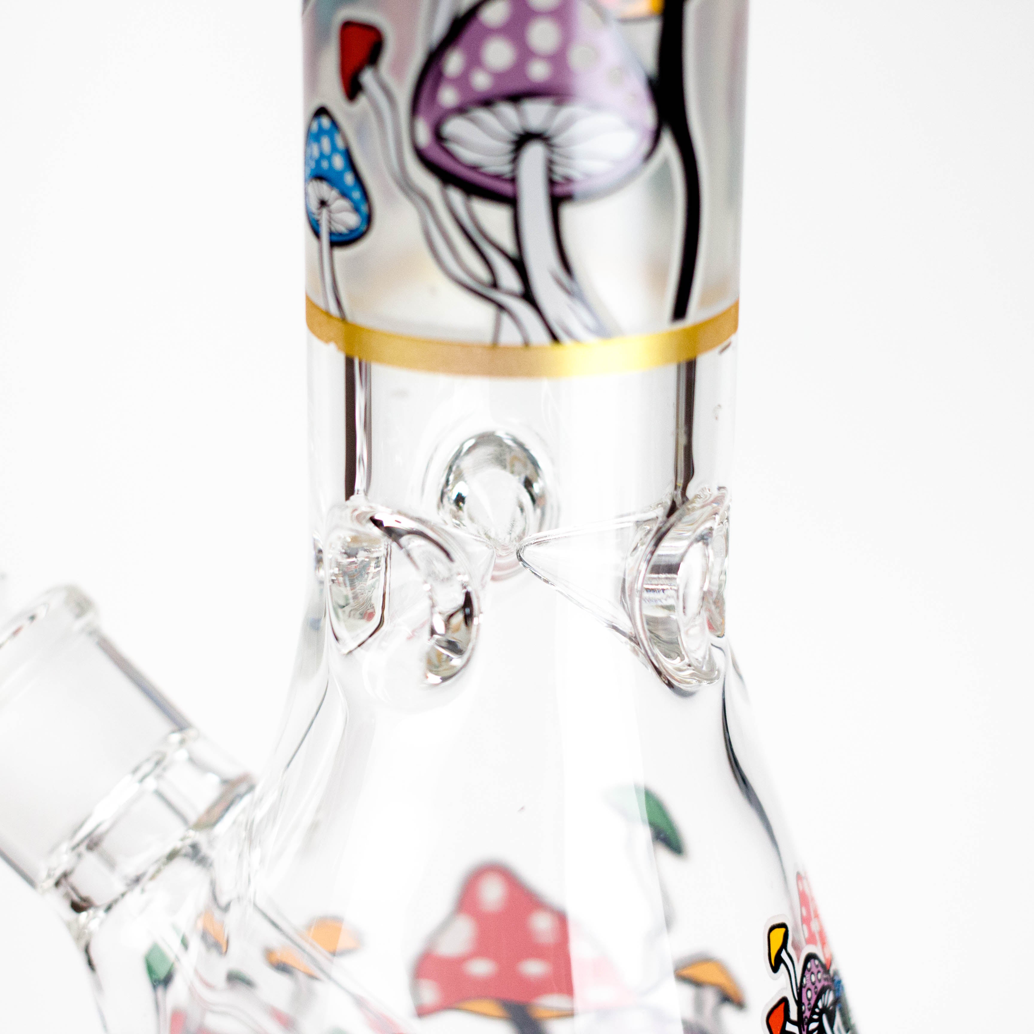 14" Mushroom Skull Design 7mm Thick Heavy Duty Glass Beaker Bong - Glow in the Dark Secondary image