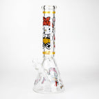 14" Wild Kitty Design 7mm Thick Heavy Duty Glass Beaker Bong - Glow in the Dark