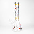 14" Wild Kitty Design 7mm Thick Heavy Duty Glass Beaker Bong - Glow in the Dark