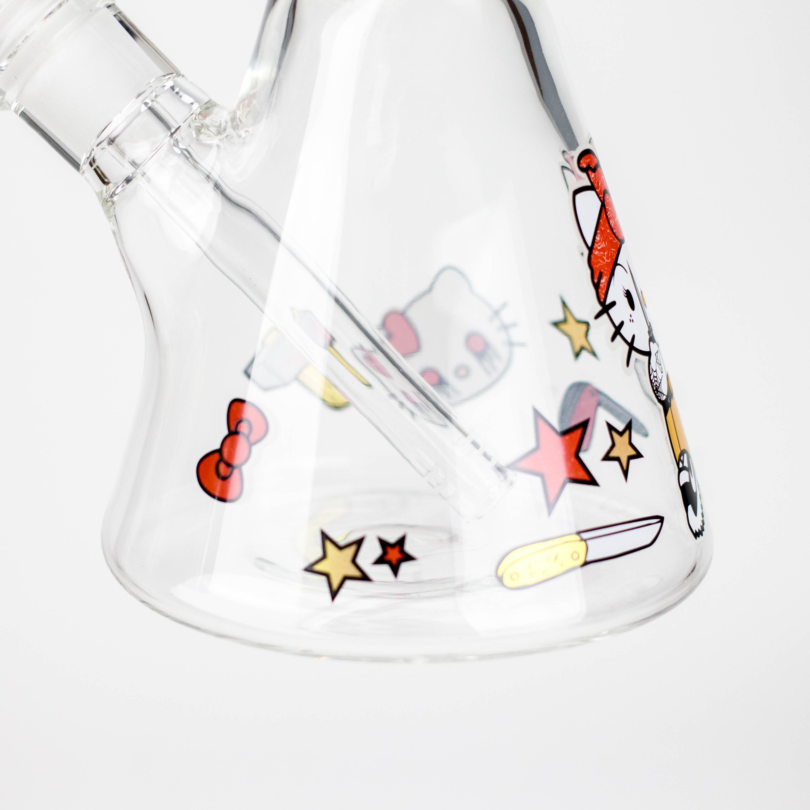 14" Wild Kitty Design 7mm Thick Heavy Duty Glass Beaker Bong - Glow in the Dark Secondary image