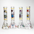 14" Wild Kitty Design 7mm Thick Heavy Duty Glass Beaker Bong - Glow in the Dark