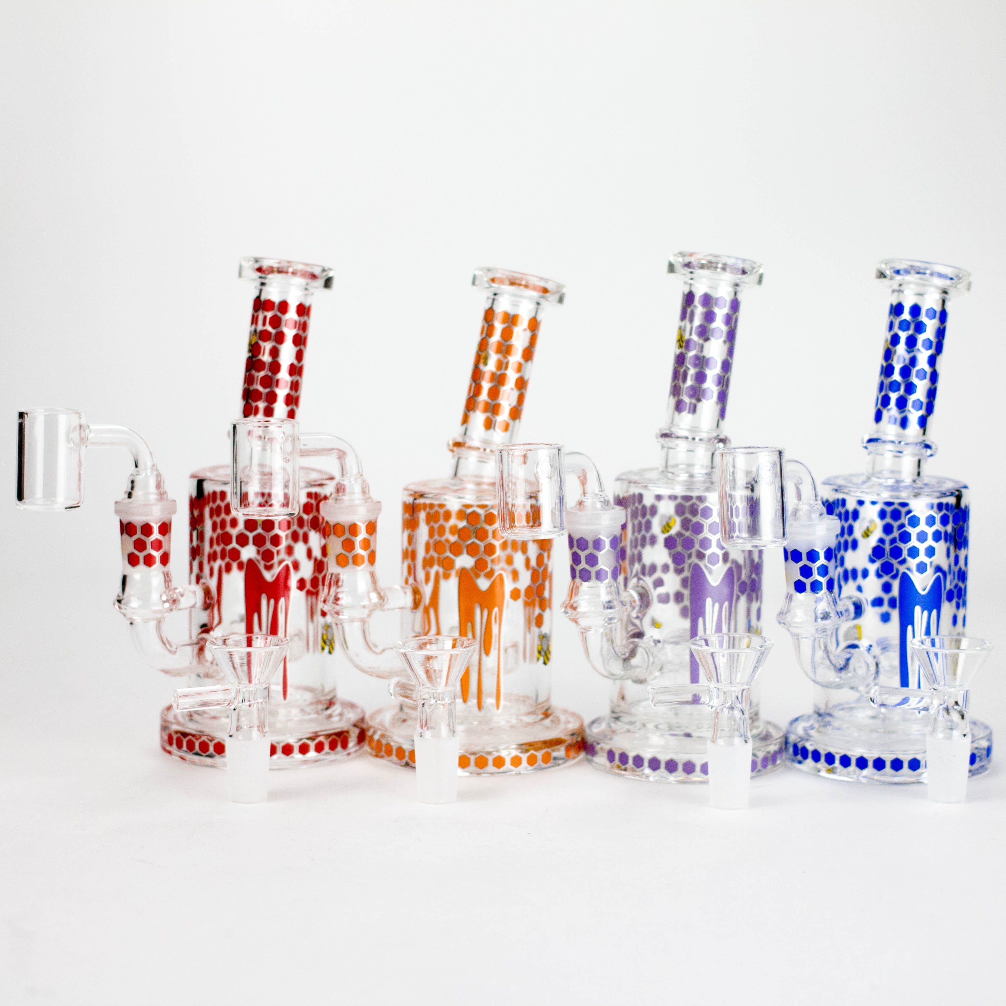 7" 2-in-1 Beehive Design Rig with Perc Banger & Bowl Included Main image