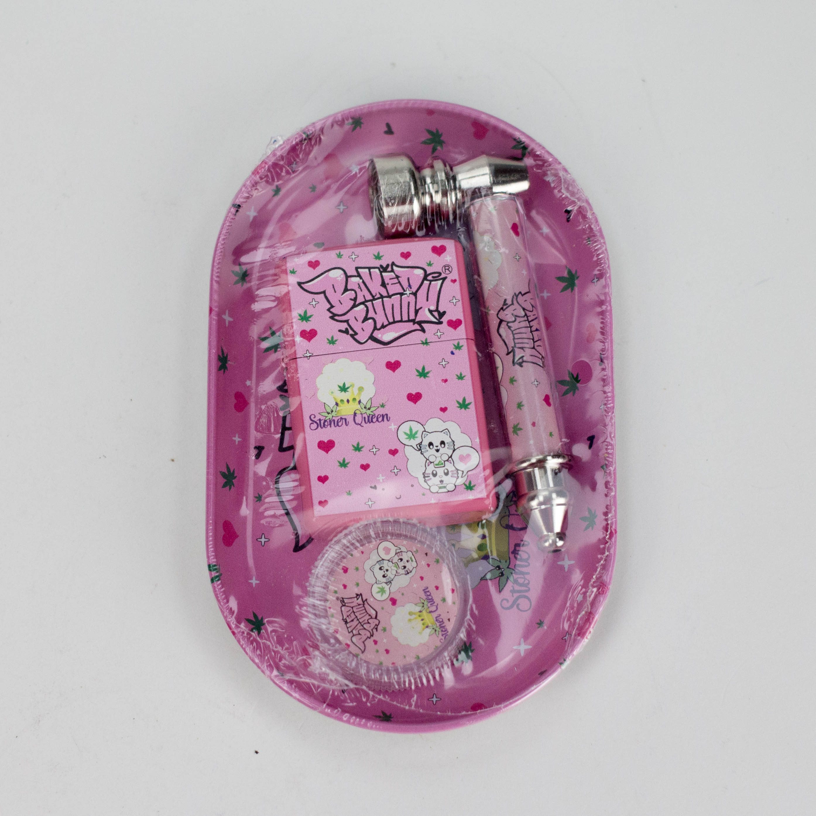 Metal Pipe & Lighter Gift Set Includes Zippo-Style Lighter, Grinder & Tray Secondary image