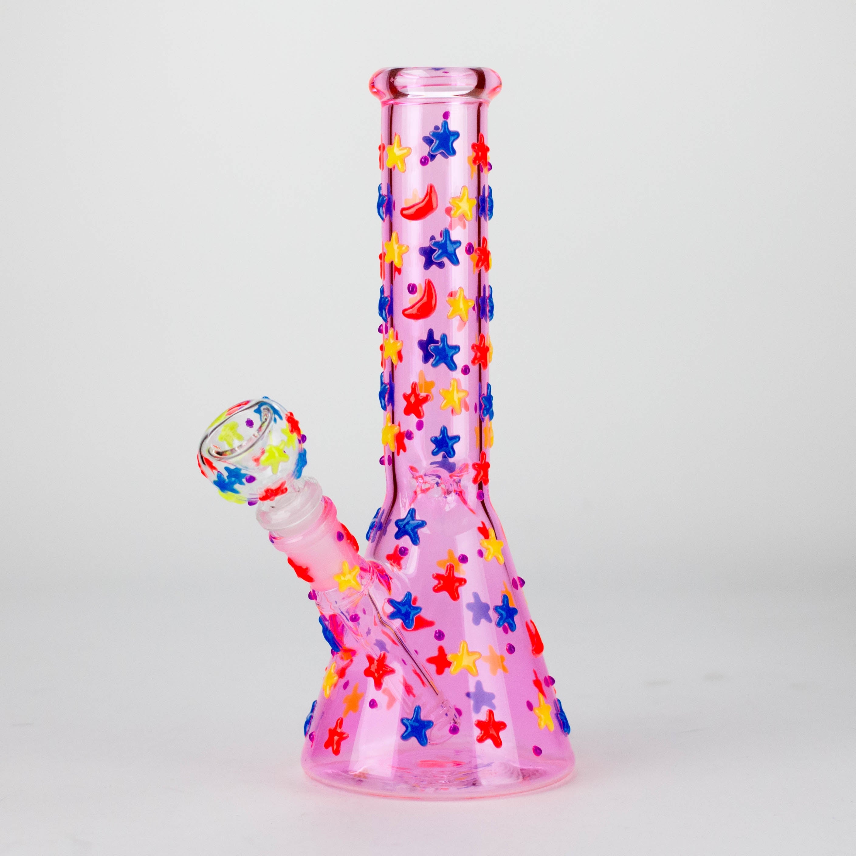 10" 3D Moon Star Design Glass Beaker Bong – Glow in the Dark Main image