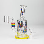 7" 2-in-1 Leaves Design Rig with Perc, Banger & Bowl Included