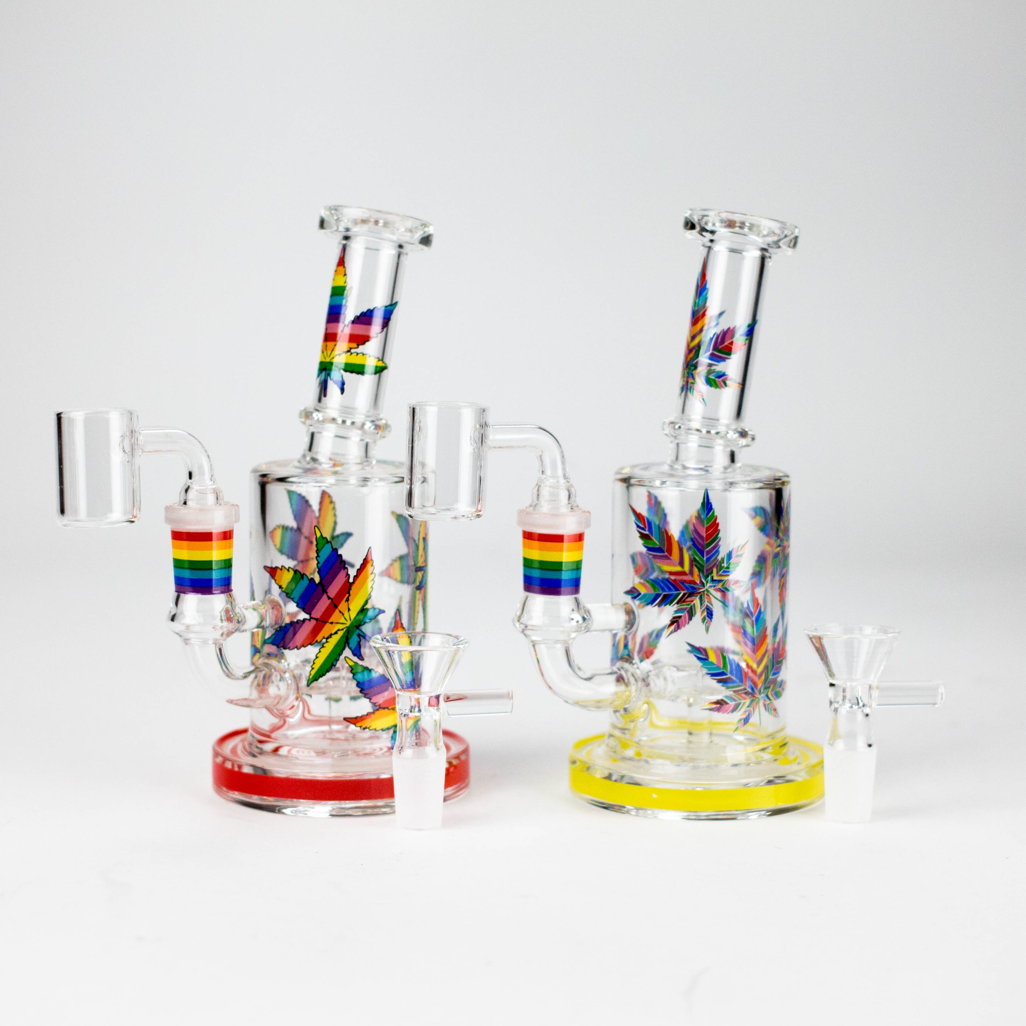 7" 2-in-1 Leaves Design Rig with Perc, Banger & Bowl Included Main image