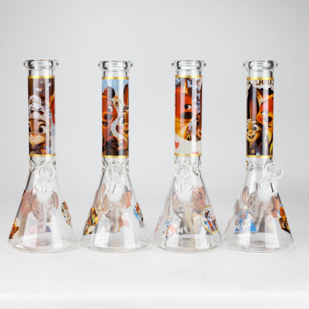 10" Fox and Bunny Design Glass Beaker Bong Main image