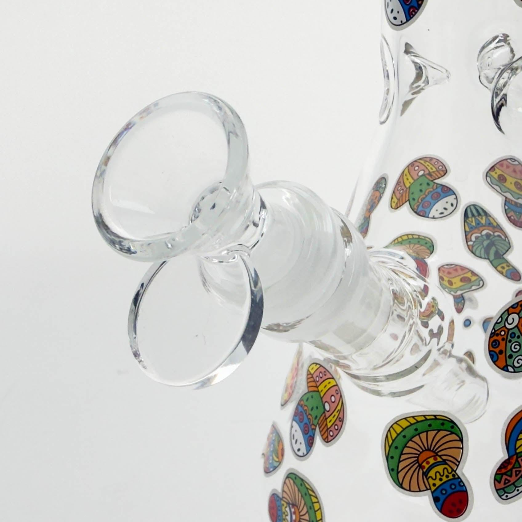 10" Cartoon Mushroom Design Glass Beaker Bong – Glow in the Dark