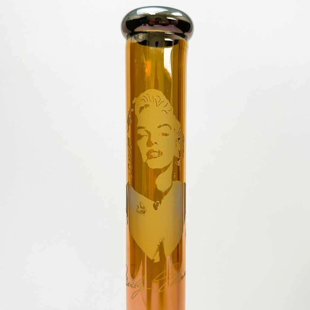 18" 7mm Glass Beaker Bong with Monroe Design and Ice Catcher.