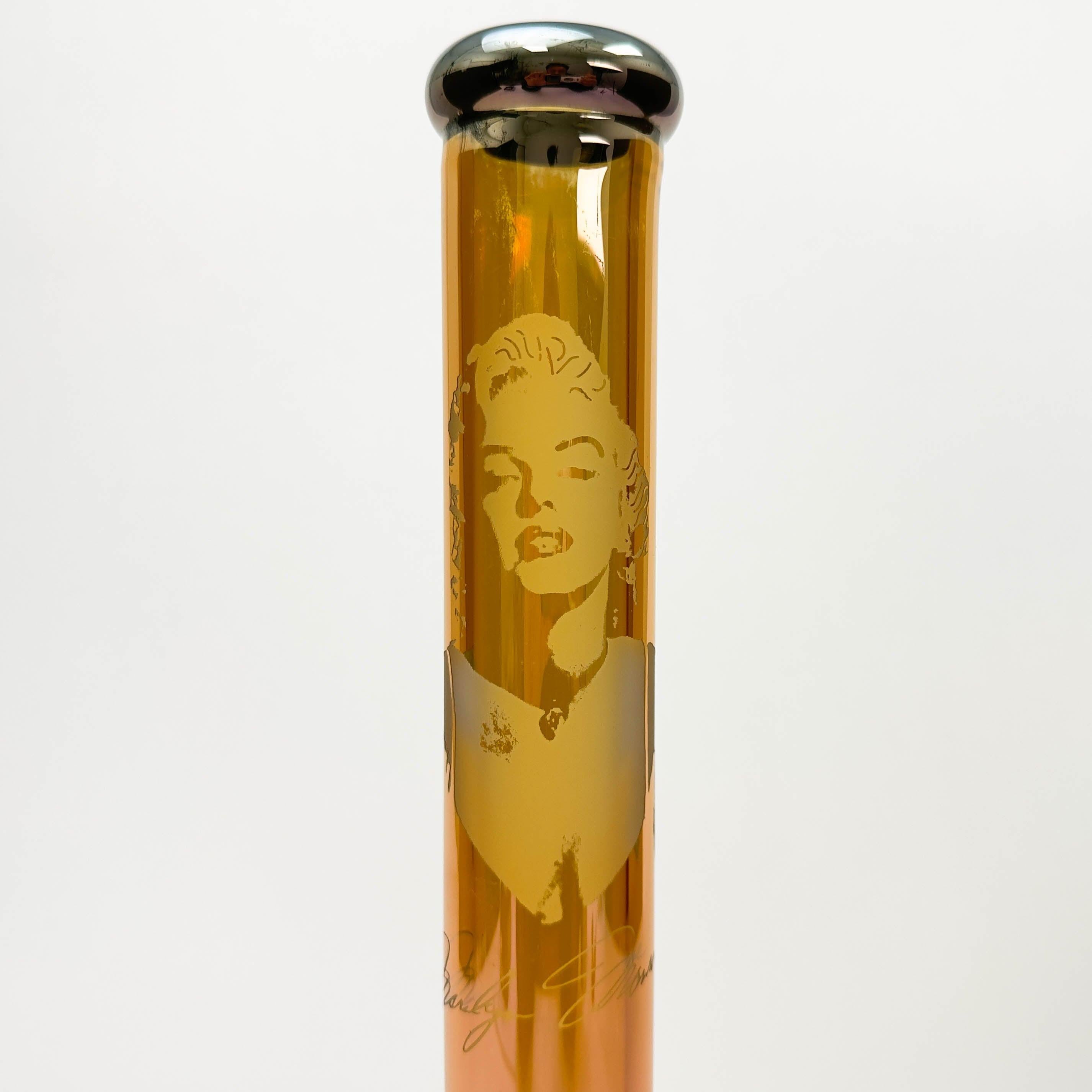 18" 7mm Glass Beaker Bong with Monroe Design and Ice Catcher.