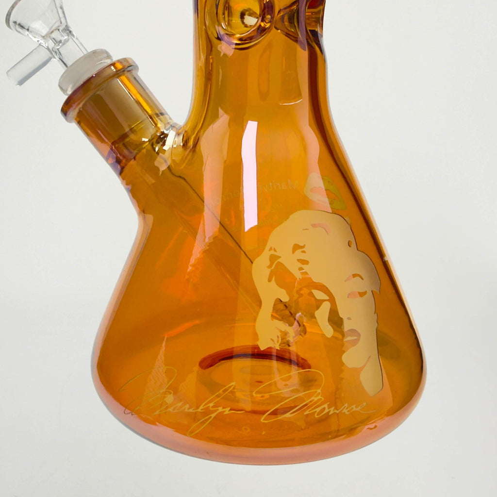18" 7mm Glass Beaker Bong with Monroe Design and Ice Catcher.
