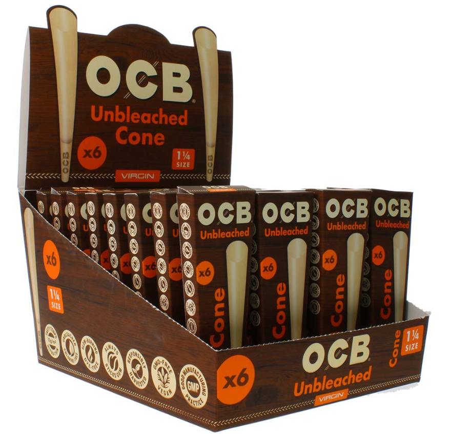 OCB - Virgin Unbleached Cone 1 1/4 (PACK OF 32) [SMK655]. Main image