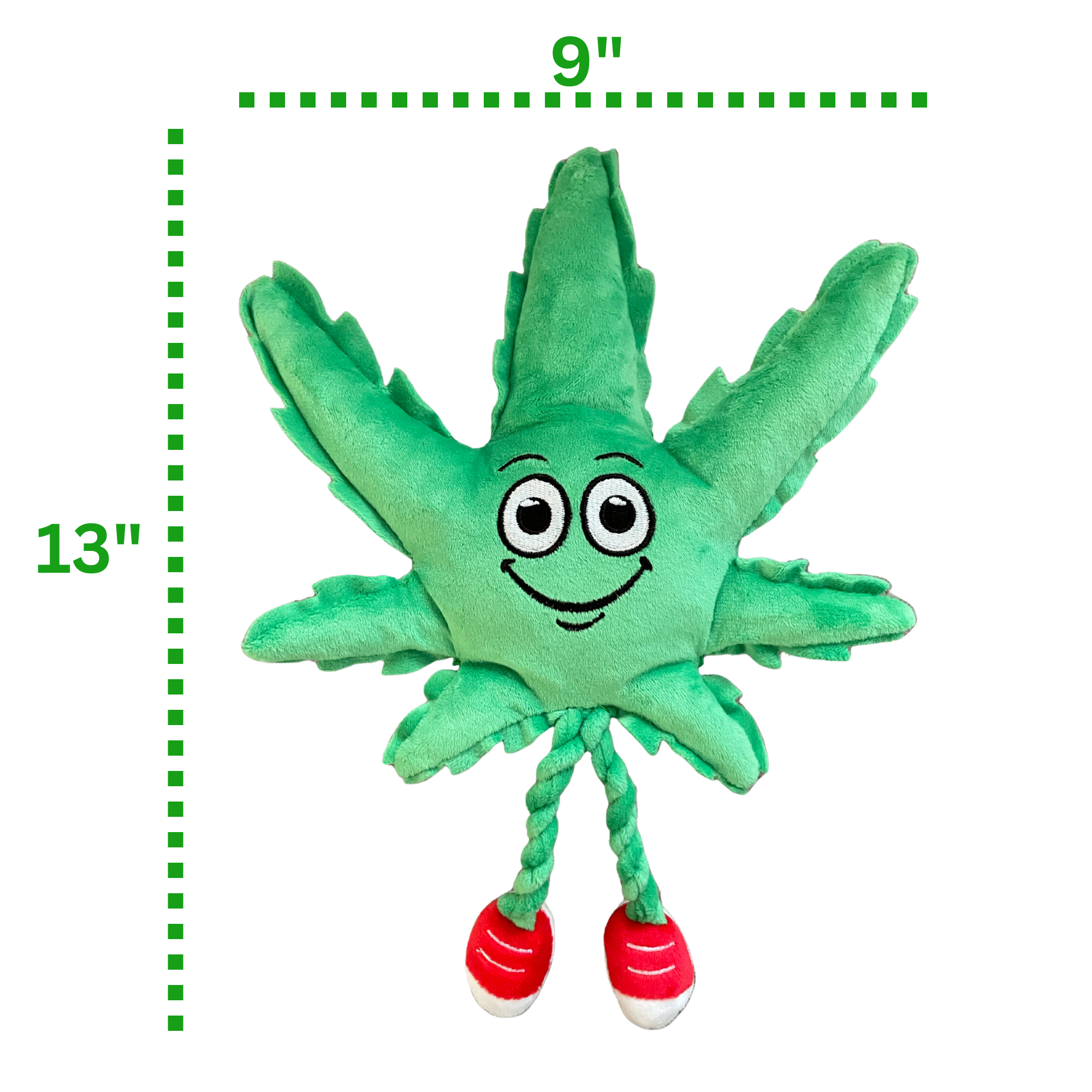 MJ the Marijuana Leaf - Squeaky Dog Toy - Shelf-Sitter Plushie - 13"