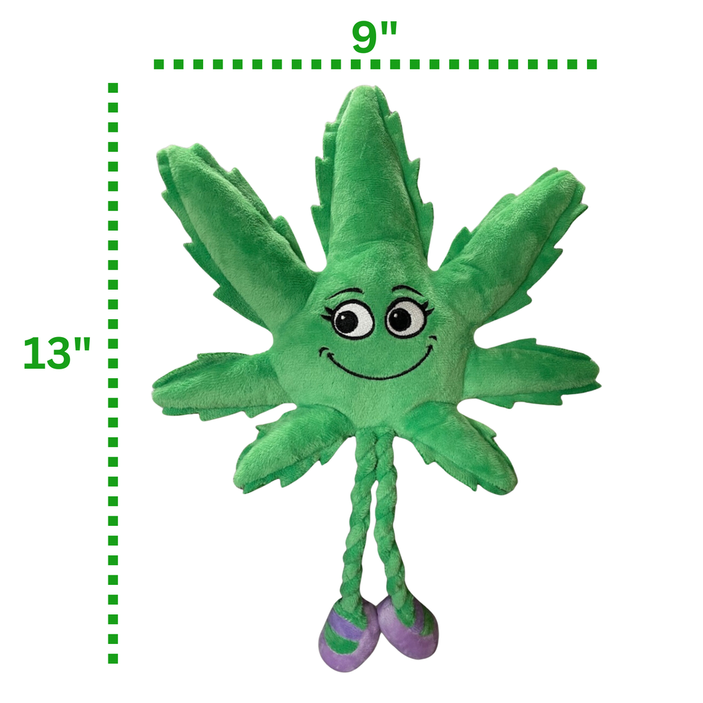 Mary Jane the Marijuana Leaf - Squeaky Dog Toy & Shelf-Sitter Plushie - 13"
