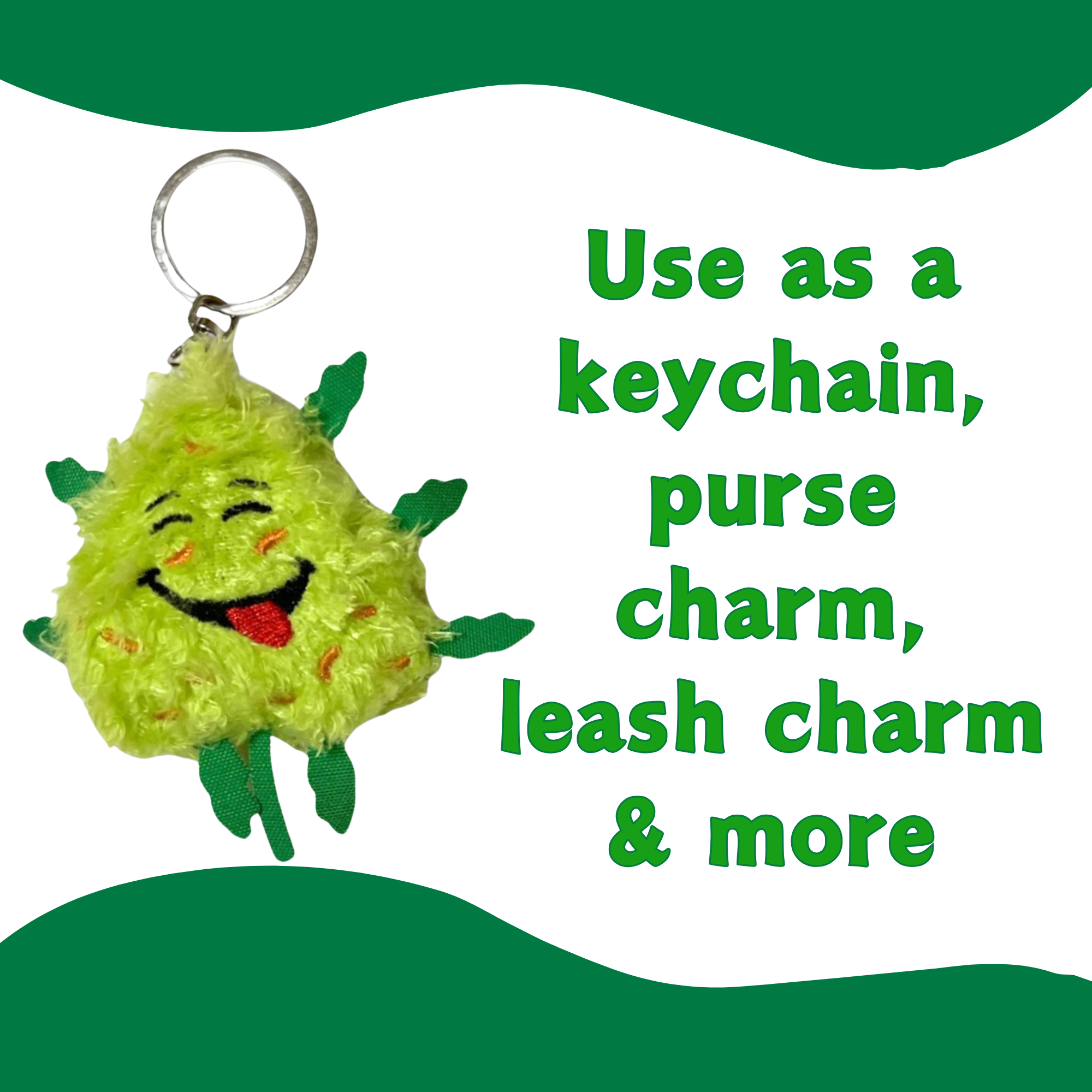 Bud the Weed Nug Keychain - Stuffed Parody Pot Nug - 2"