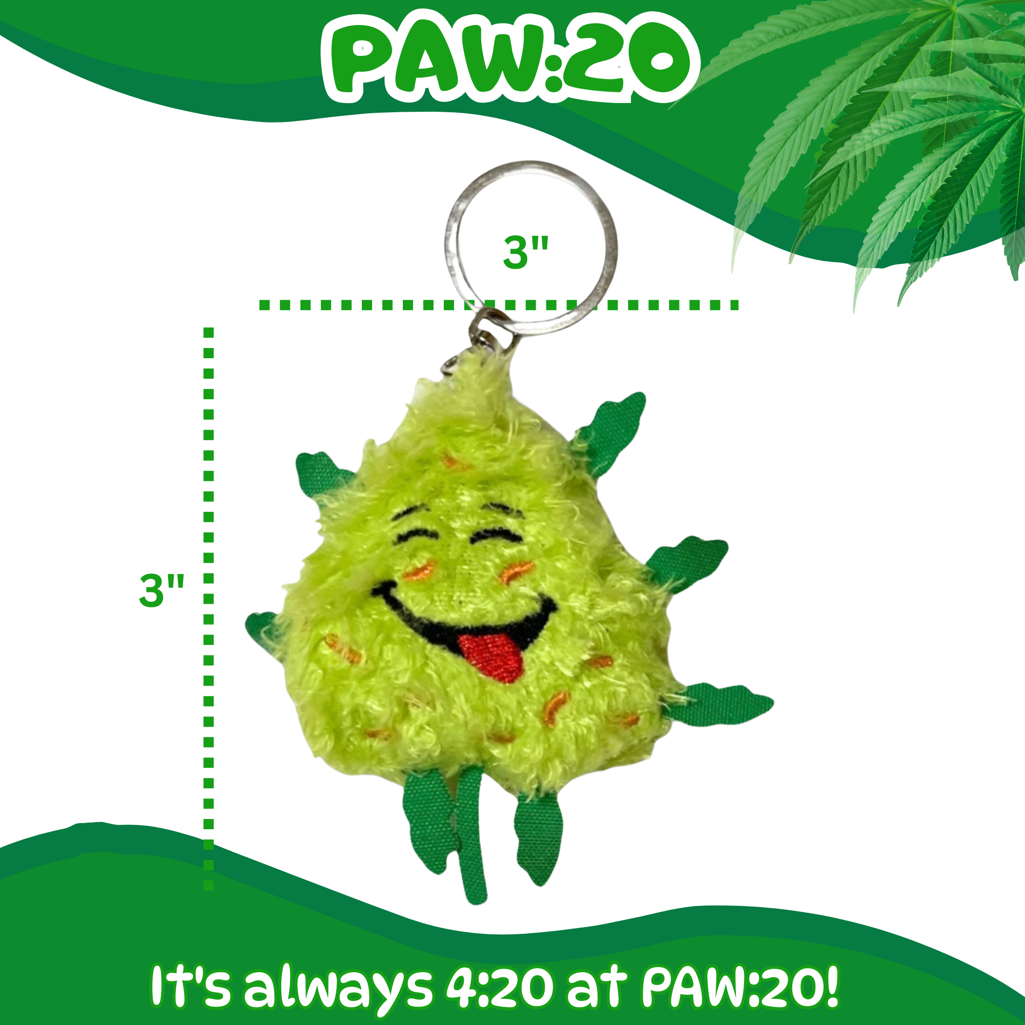 Bud the Weed Nug Keychain - Stuffed Parody Pot Nug - 2" Secondary image