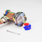 Art Silicone 7" Hammer Bubbler with Glass Bowl, Dabber and Wax Container [PIP121].