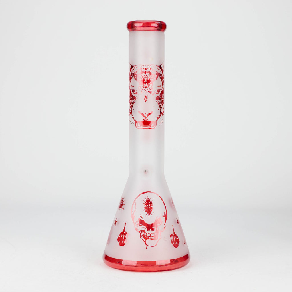 FOGGX | 14" Sandblasted Frosted Small Skull Beaker Glass Water Pipe – 7mm Thick [FT1649ATS]