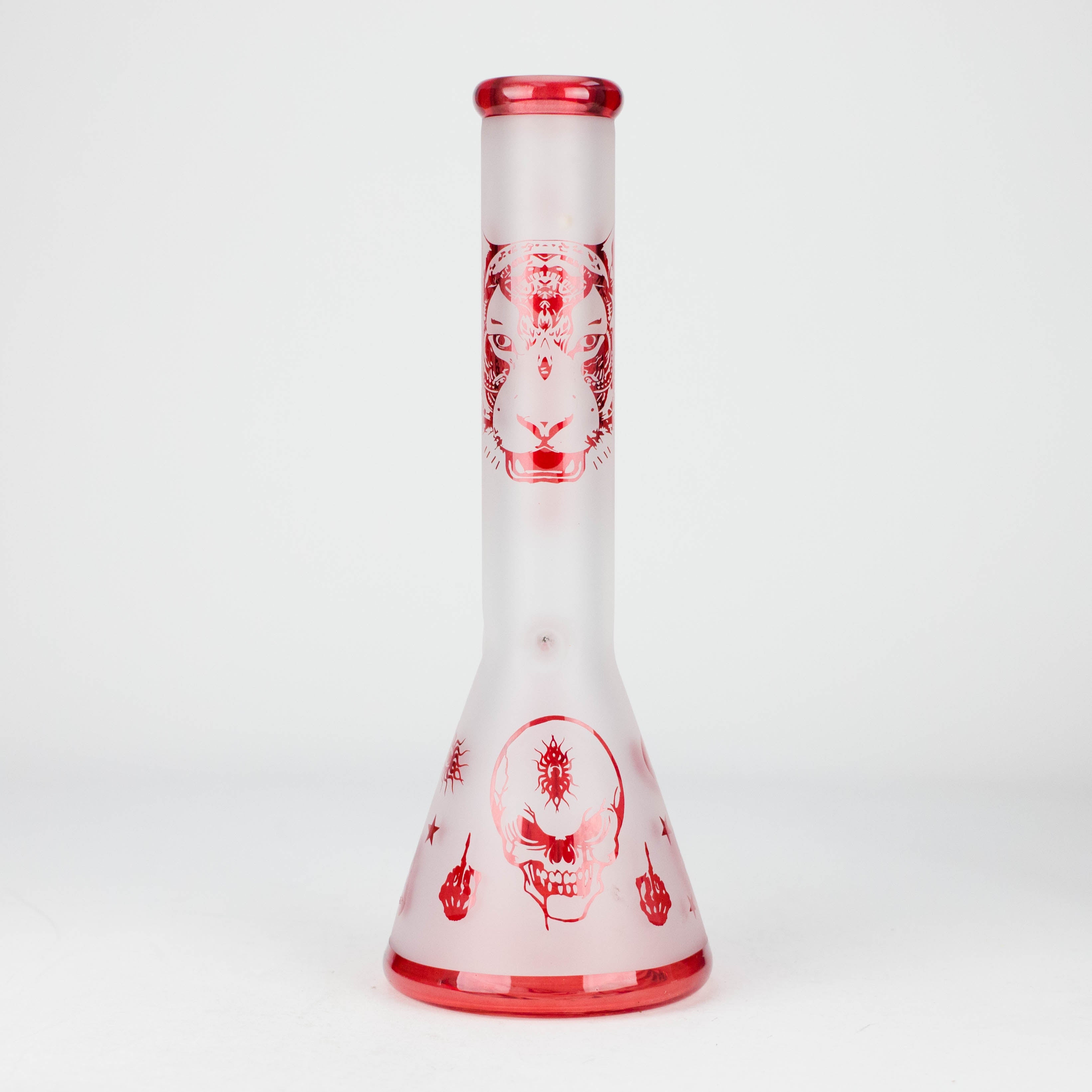 FOGGX | 14" Sandblasted Frosted Small Skull Beaker Glass Water Pipe – 7mm Thick [FT1649ATS]