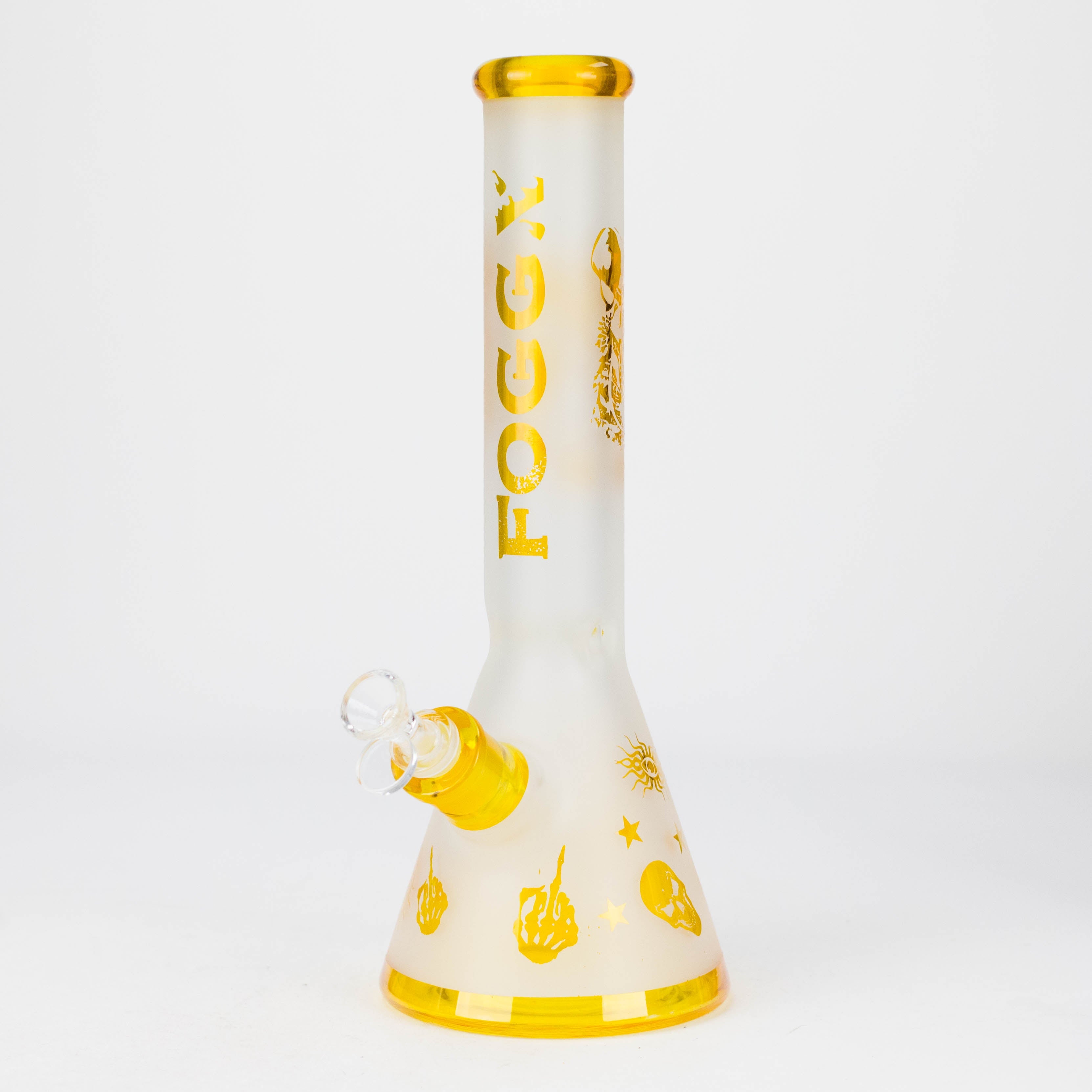 FOGGX | 14" Sandblasted Frosted Small Skull Beaker Glass Water Pipe – 7mm Thick [FT1649ATS]