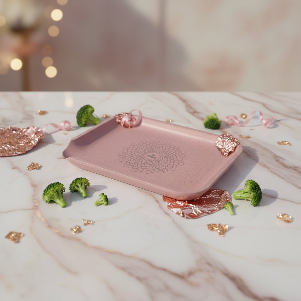 TBBC | Rose Bliss Eco Rolling Tray – Biodegradable Pulp, Sustainable & Stylish
