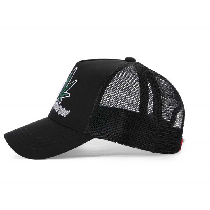 High-Crown 5-Panel “420” Embroidered Cap - Black