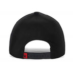 High-Crown 5-Panel Embroidered Leaf Cap-Black