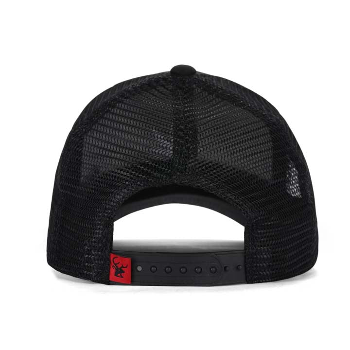 High-Crown 5-Panel Mesh Trucker Cap-Black