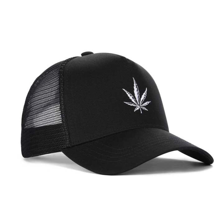 High-Crown 5-Panel Mesh Trucker Cap-Black Main image