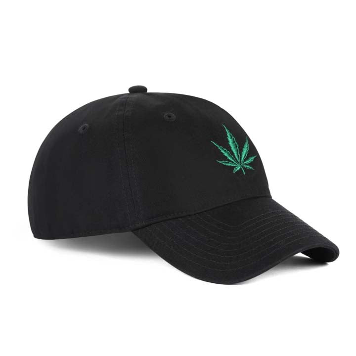 Low-Crown 6-Panel Embroidered Leaf Cap-Black Main image